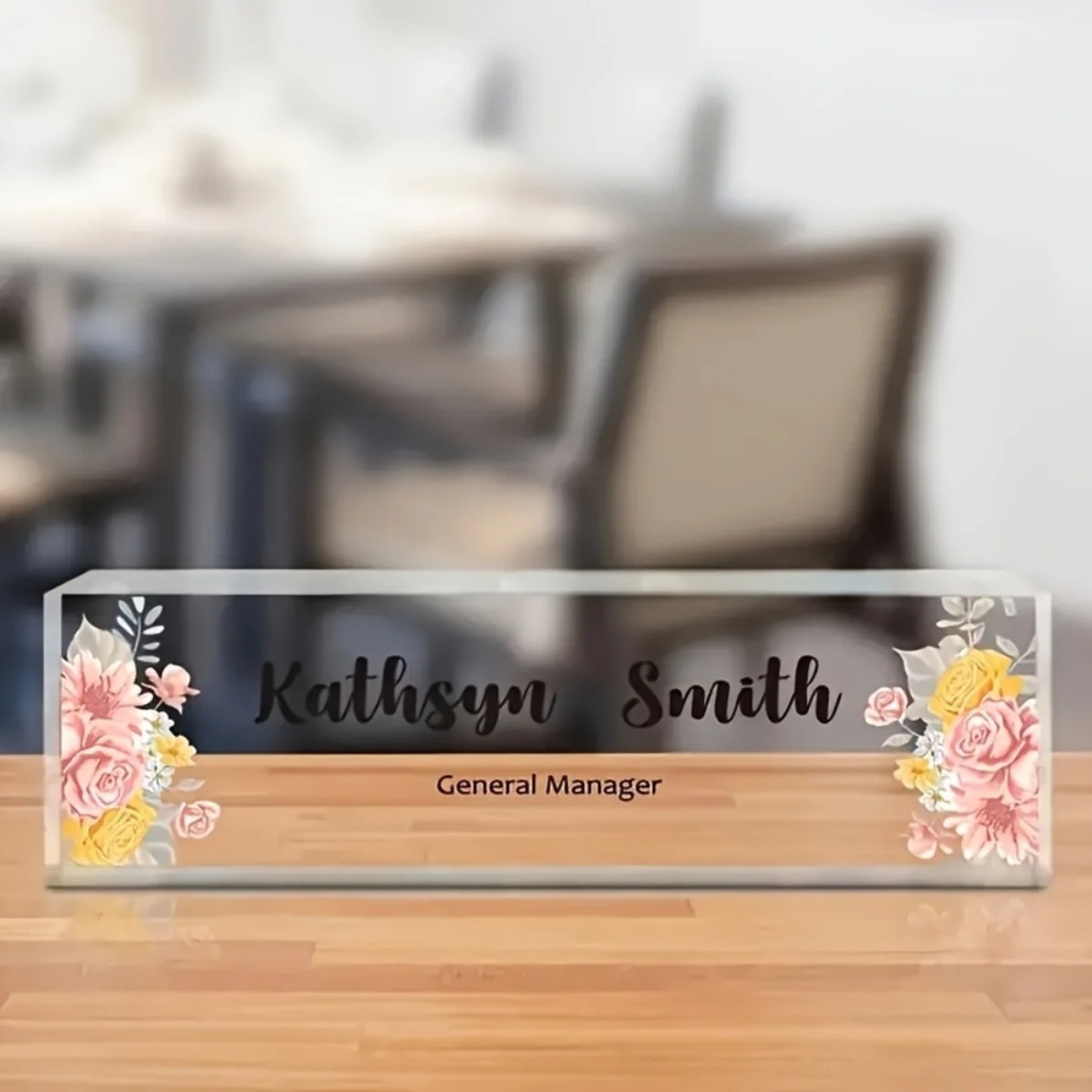 1PC 2D Flat Elegant Floral Acr - Desk Name Plate ulasan dan harga