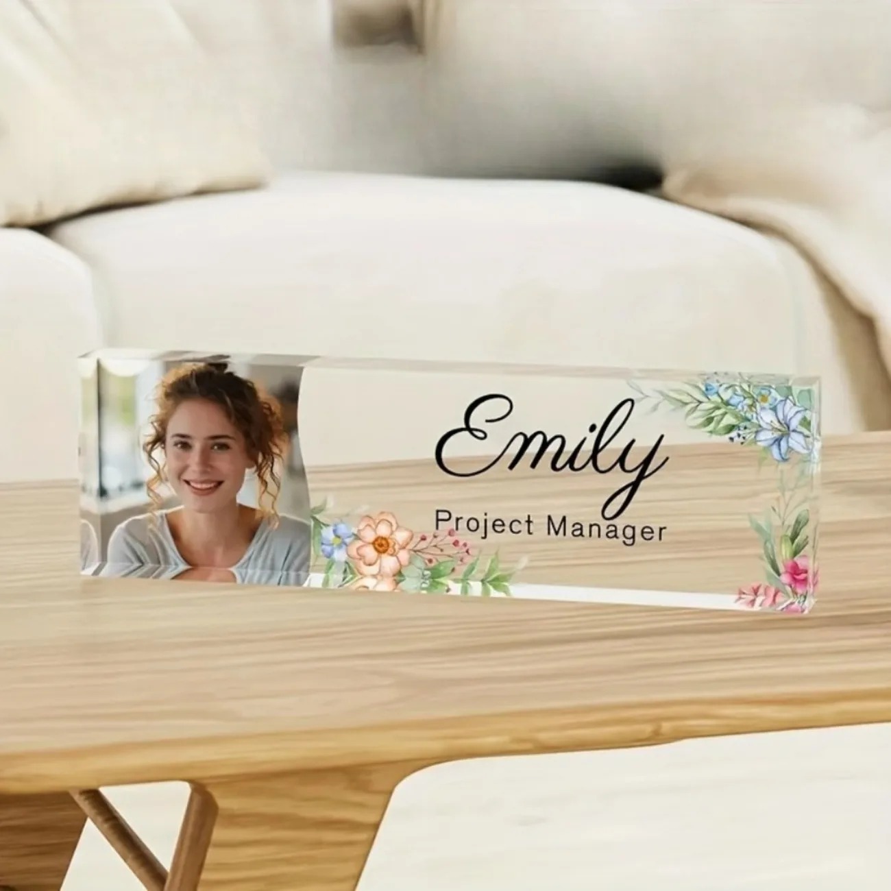 1PC Personalized Floral Acryli - Desk Name Plate ulasan dan harga