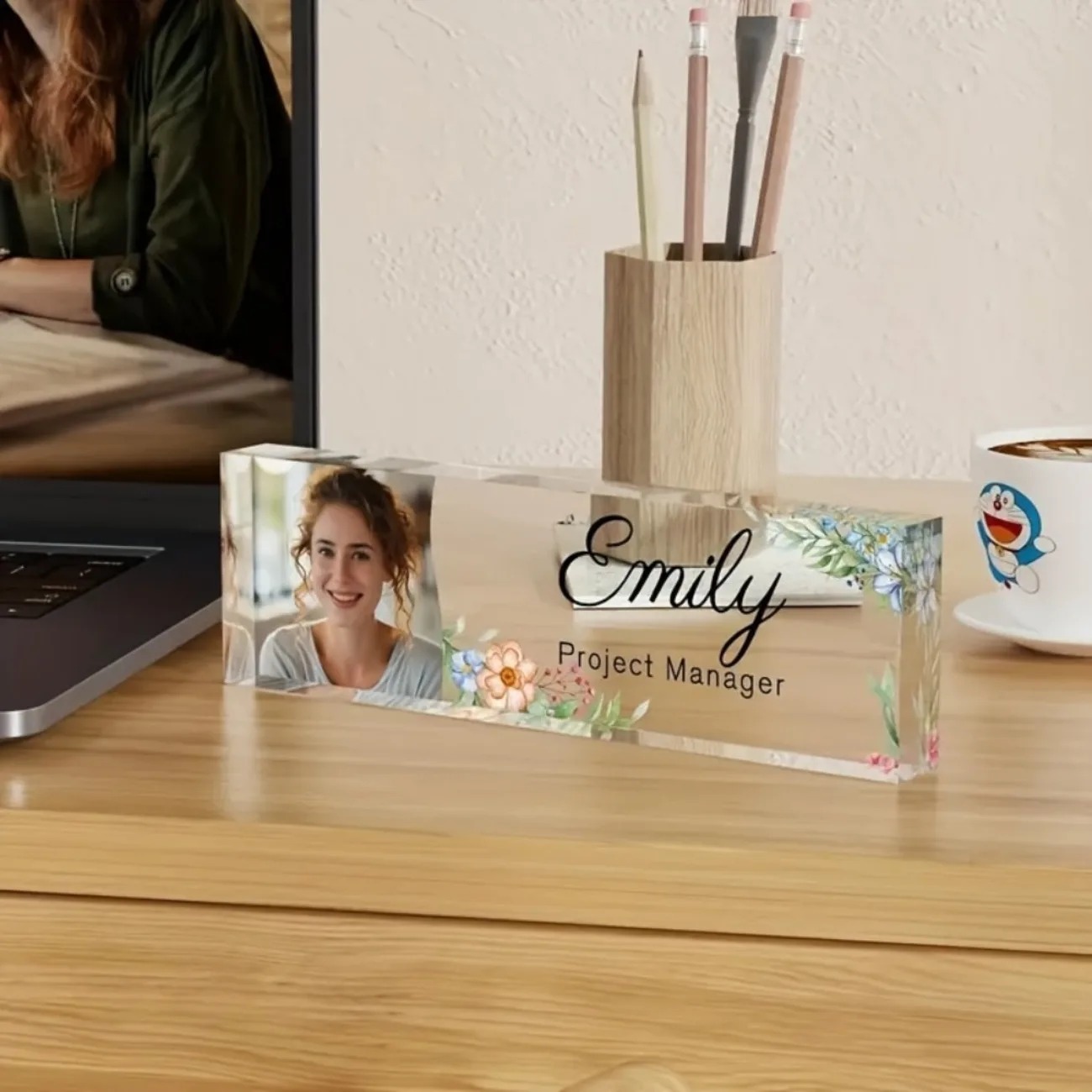1PC Personalized Floral Acryli - Desk Name Plate ulasan dan harga