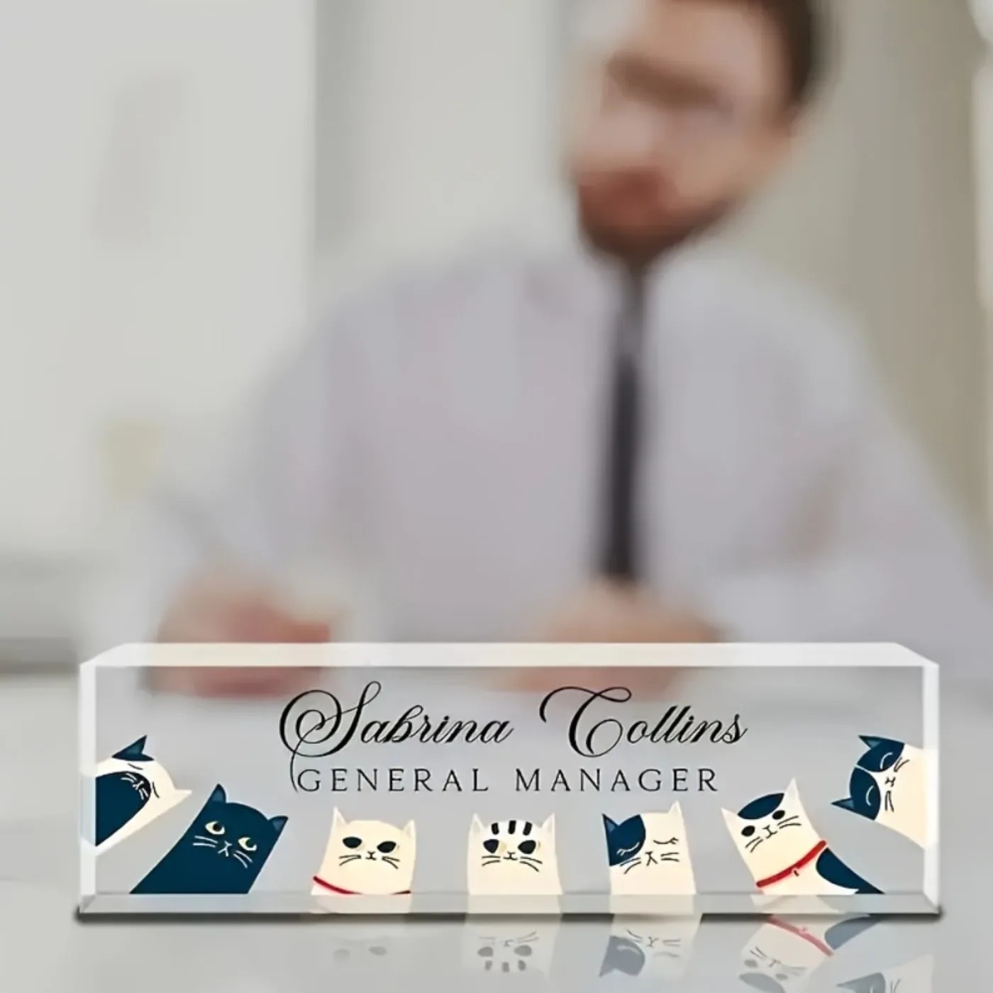 [2D Flat] Custom Transparent C - Desk Name Plate ulasan dan harga