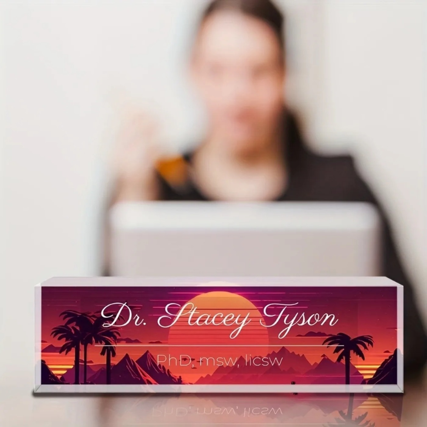[2D Flat] Sunset Design Custom - Desk Name Plate ulasan dan harga