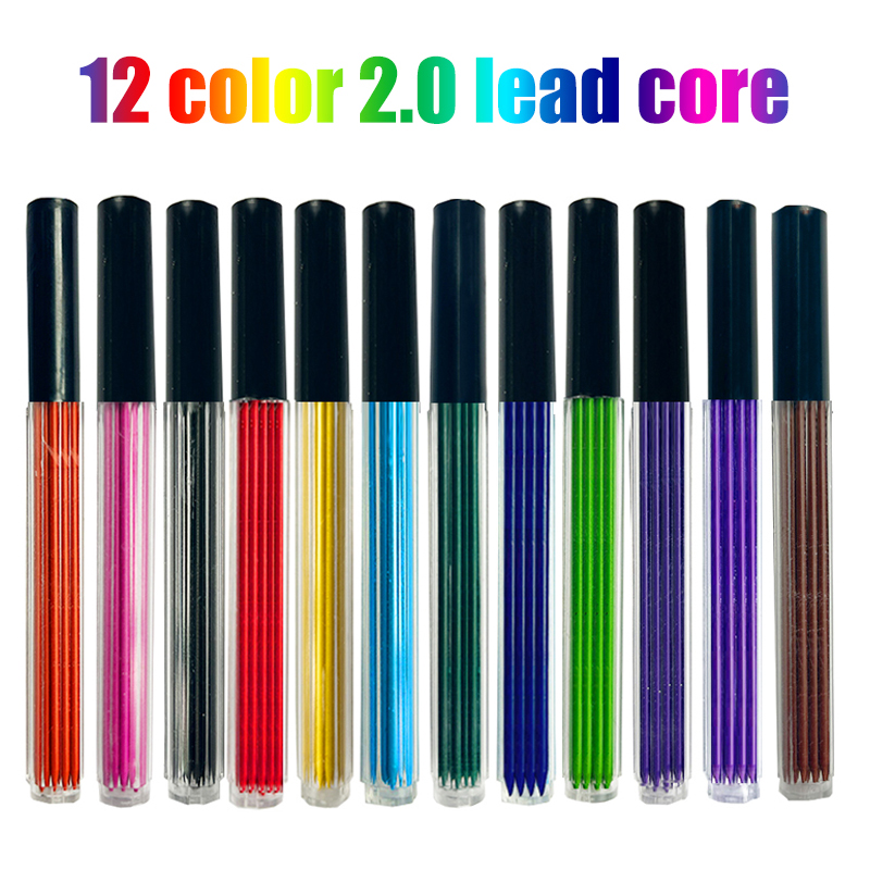 12 Colors 2.0mm HB Replaceable - Mechanical Pencil Lead ulasan dan harga
